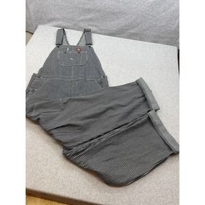 Dickies Hickory Bib Overalls Mens 42x32 Black White Striped Carpenter Railroad